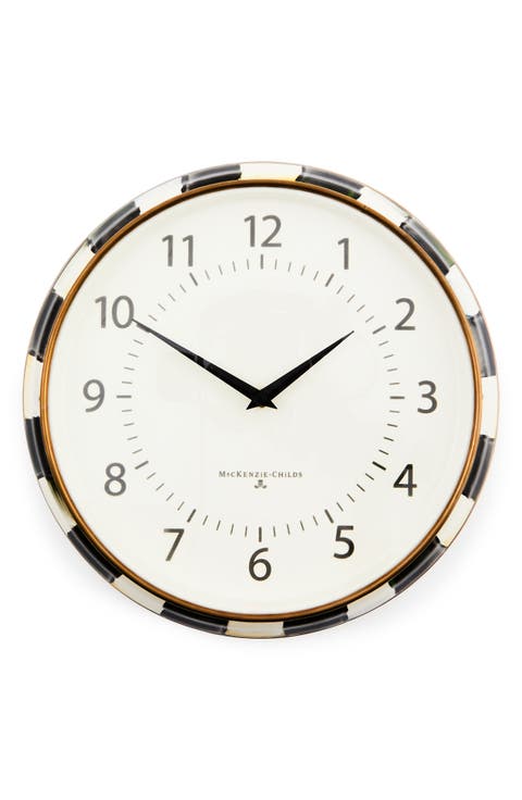 Courtly Check Enameled Steel School Wall Clock