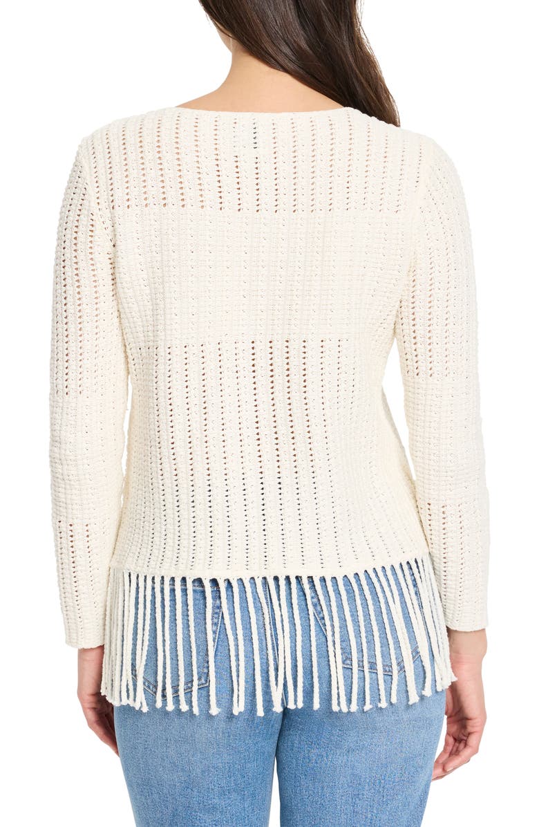 NIC+ZOE Beach Walk Open Stitch Fringe Sweater, Alternate, color, 