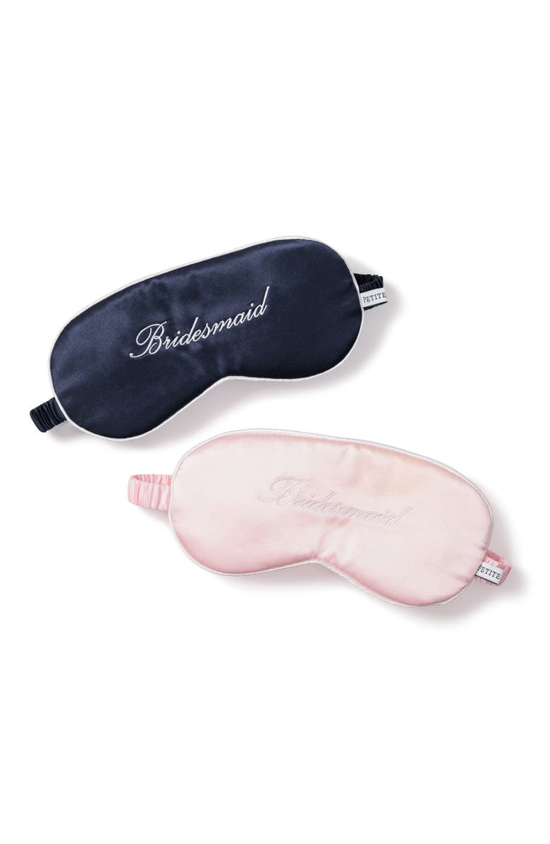 Petite Plume Bridesmaid Embroidered Silk Sleep Mask, Alternate, color, Pink