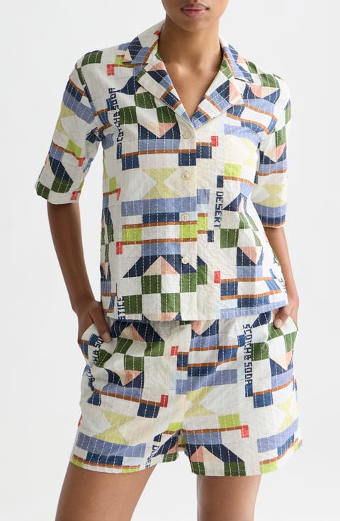 Embroidered Cotton Button-Up Shirt