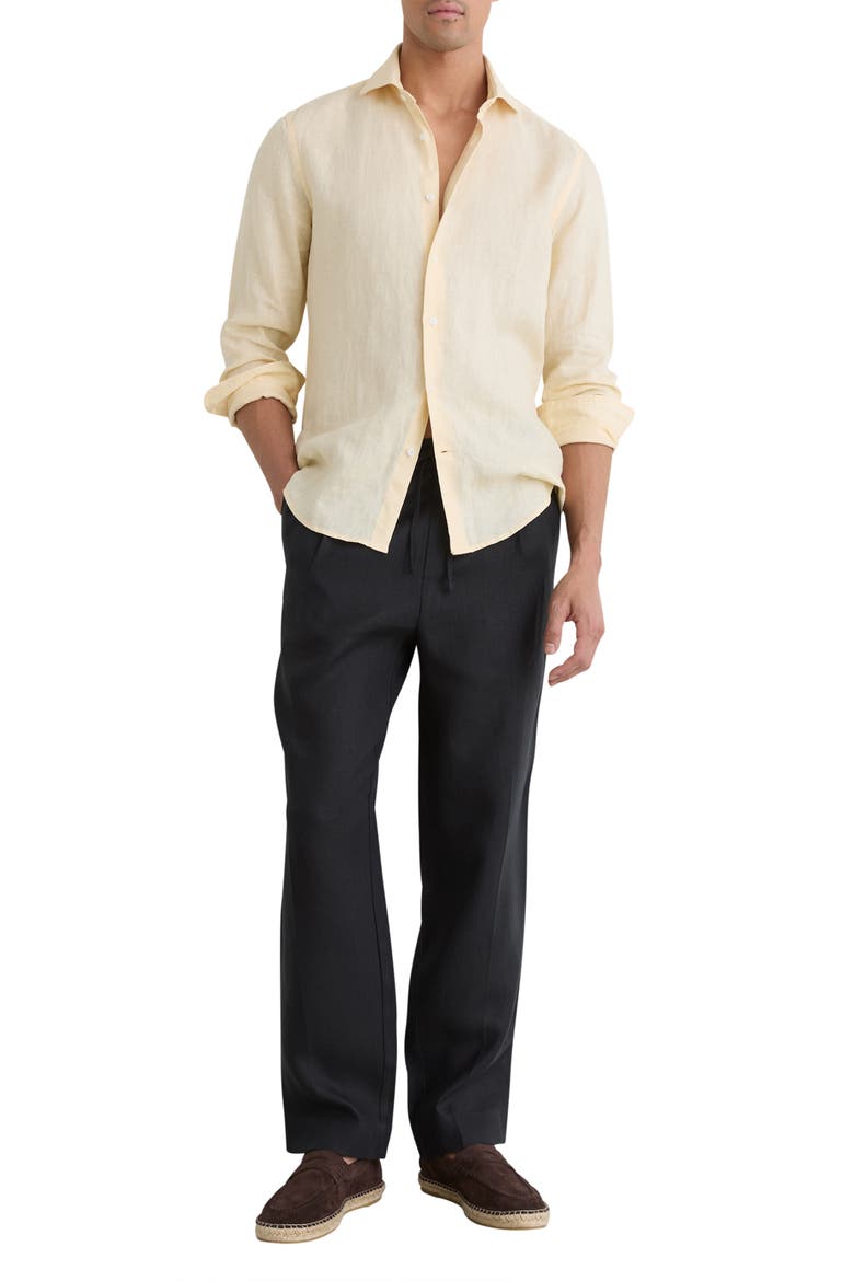 Ruban Linen Button-Up Shirt, Alternate, color, BUTTERMILK YELLOW
