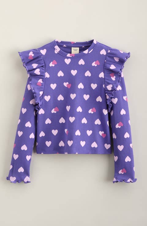 Kids' Ruffle Sleeve Rib Top