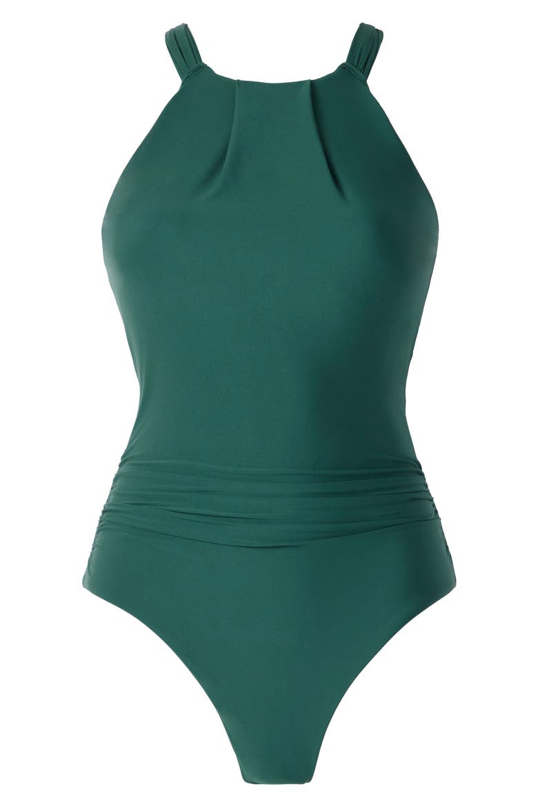 Amelia Open Back One-Piece Swimsuit, Alternate, color, RACING GREEN