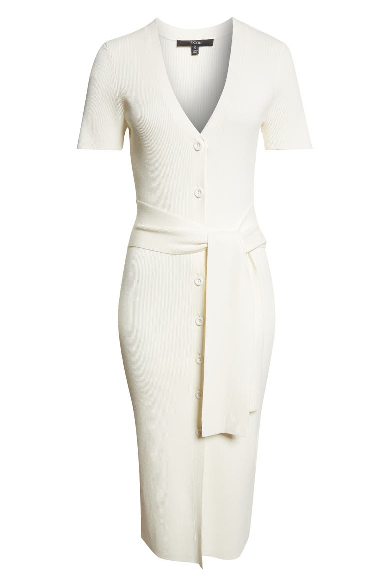 Agnes Short Sleeve Sweater Dress, Alternate, color, IVORY