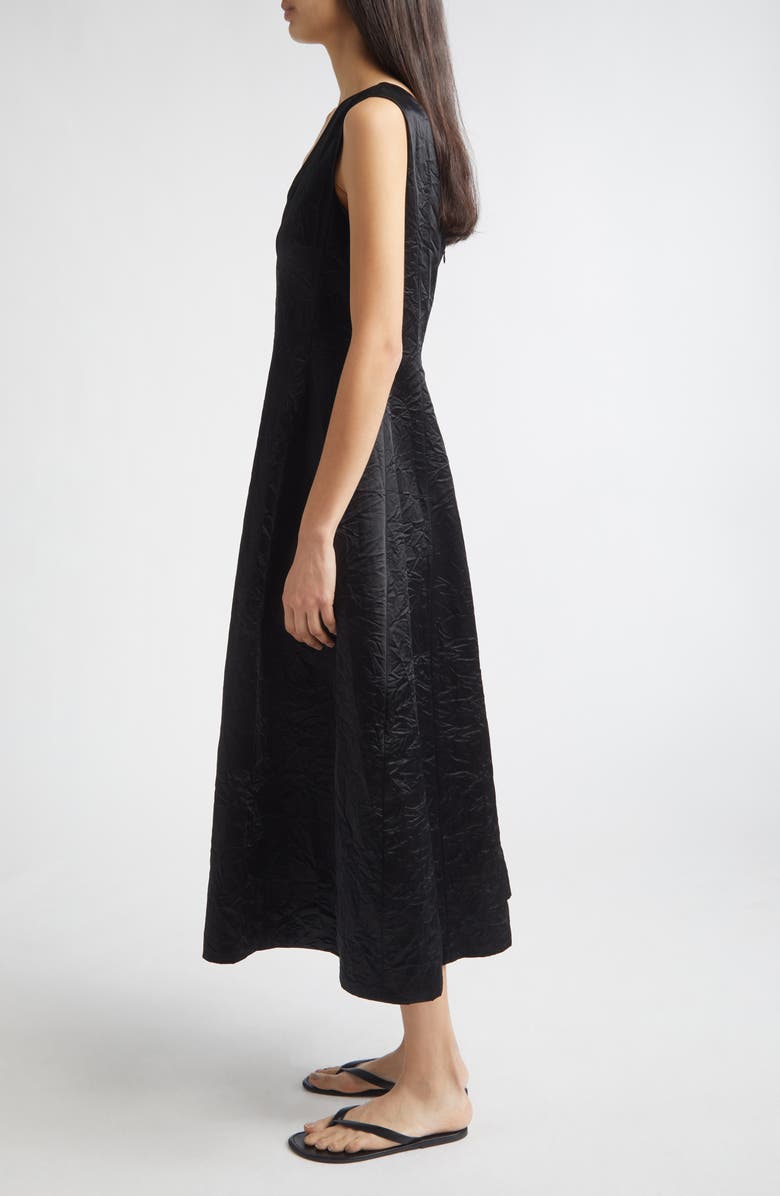 PARTOW Koda Crinkle Cotton Blend Midi Dress, Alternate, color, Black