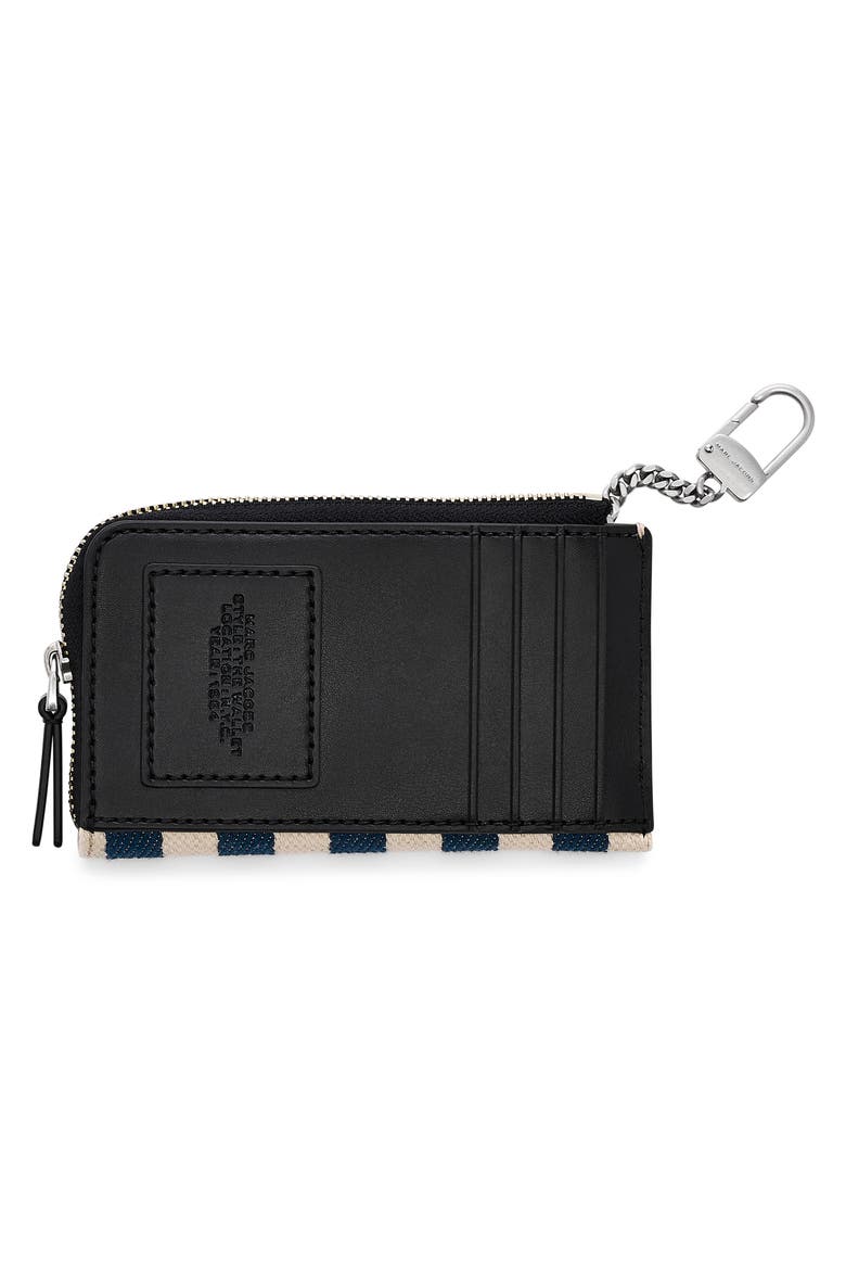 The Top Zip Multi Stripe Wallet, Alternate, color, BLUE SEA MULTI