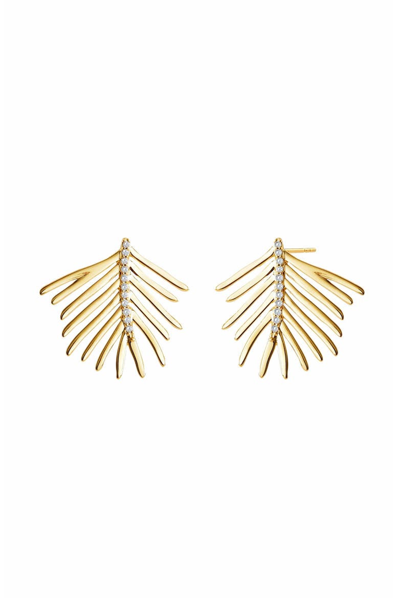 Palm Leaf Earrings, Main, color, Gold