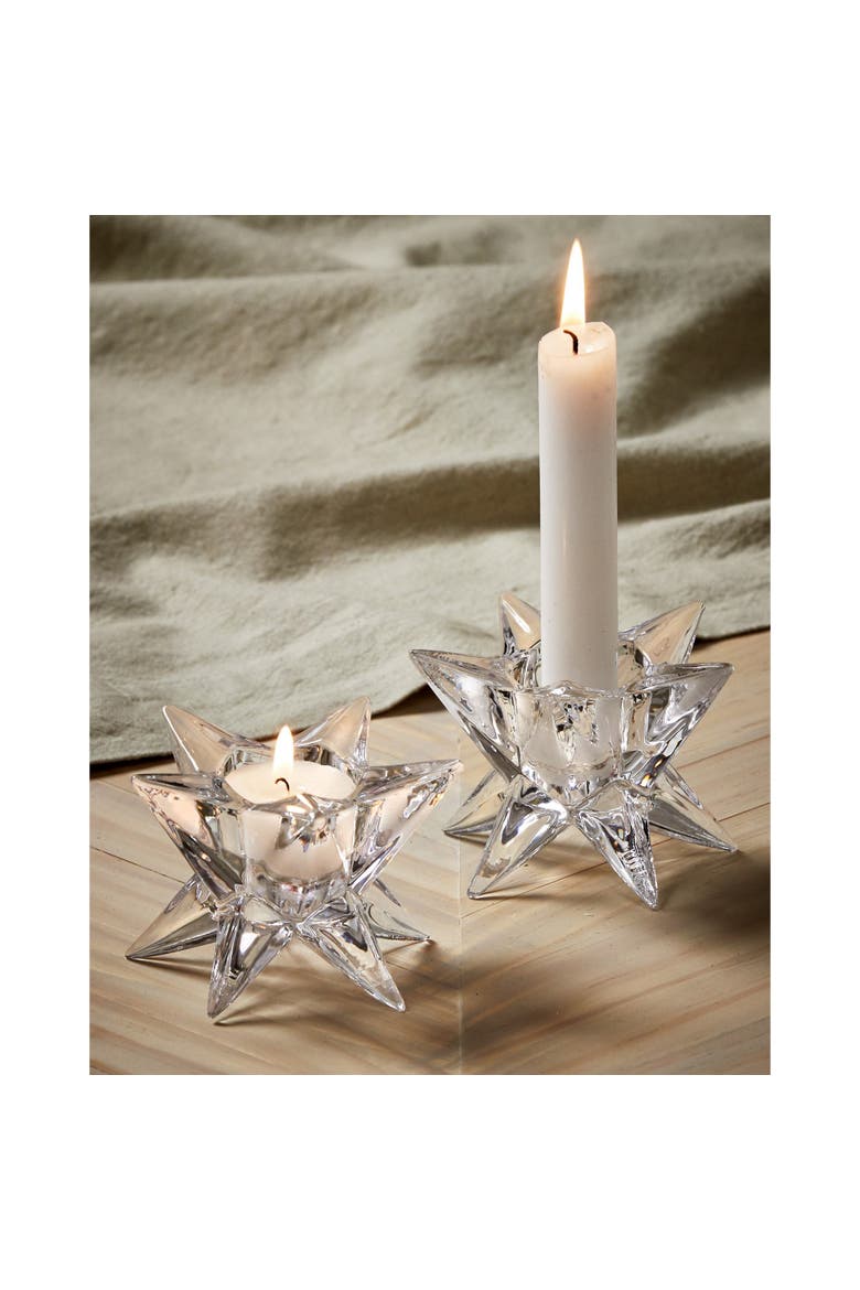 Ara Clear Glass Starburst Reversible Candle Holder Unit, Alternate, color, White