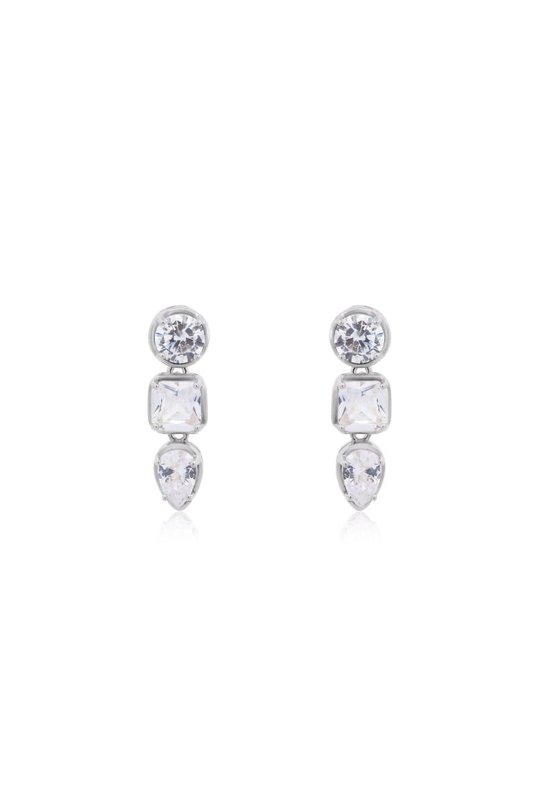 CZ Fancy Shape Drop Earrings, Alternate, color, Sterling Silver