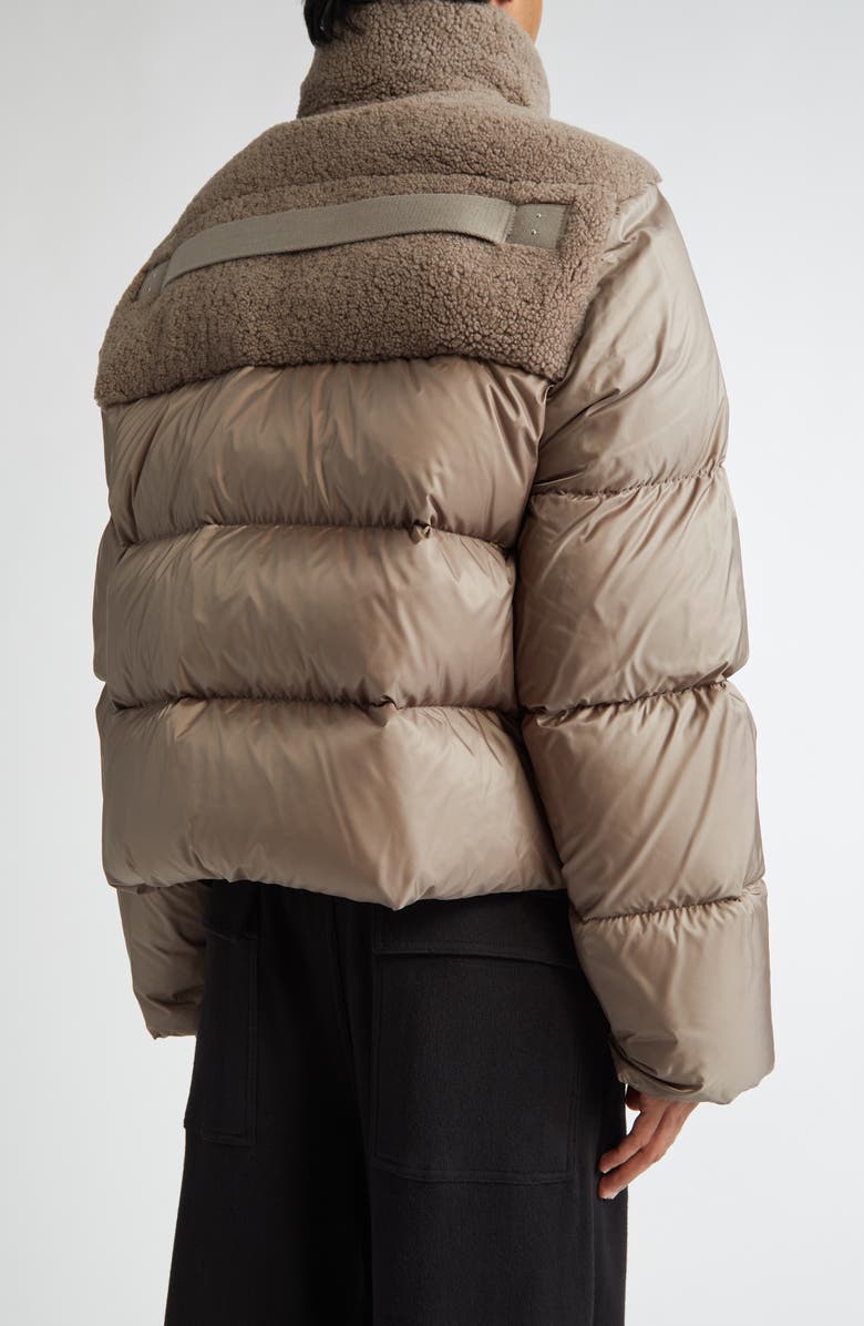 Moncler x Rick Owens Cyclopic Genuine Shearling Trim Down Puffer Jacket, Alternate, color,