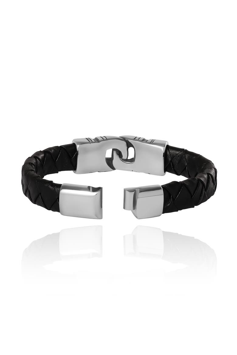 Black Woven Bracelet, Alternate, color, Silver
