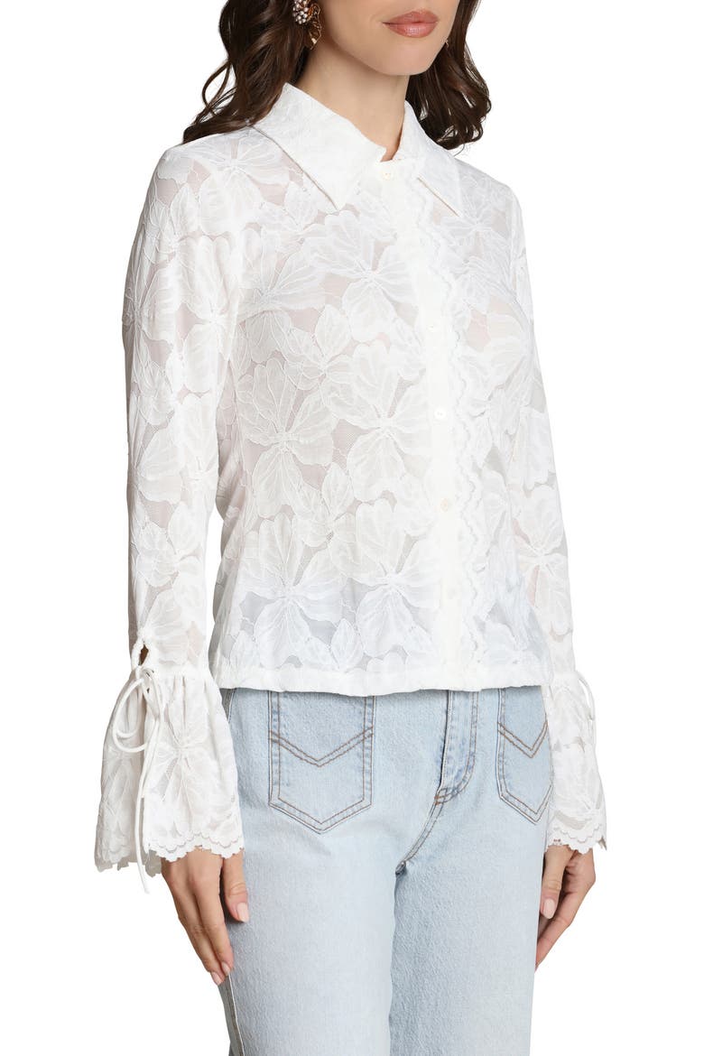 Flare Cuff Button-Up Shirt, Alternate, color, WHITE