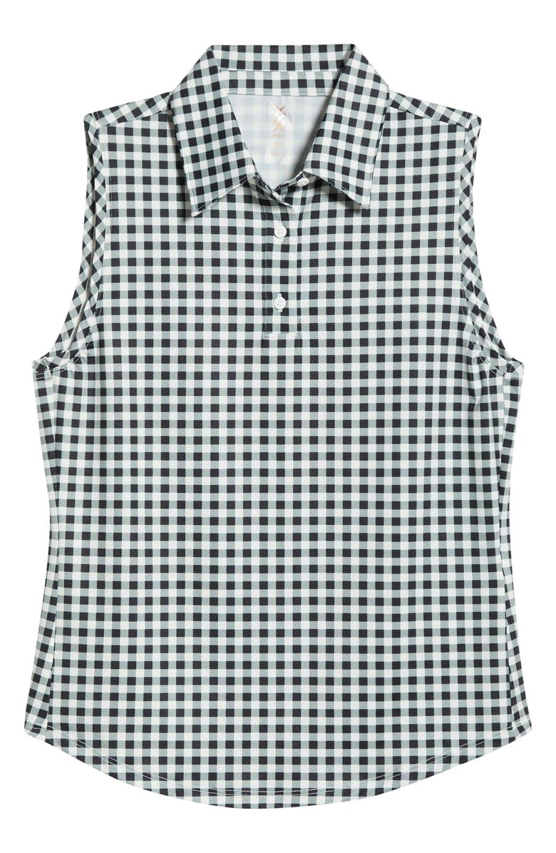Rhone Court Gingham Sleeveless Polo, Main, color, Black Gingham