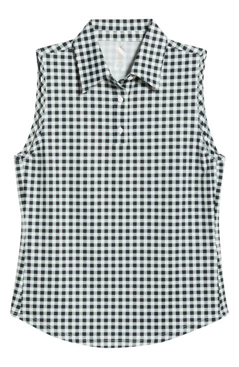 Court Gingham Sleeveless Polo