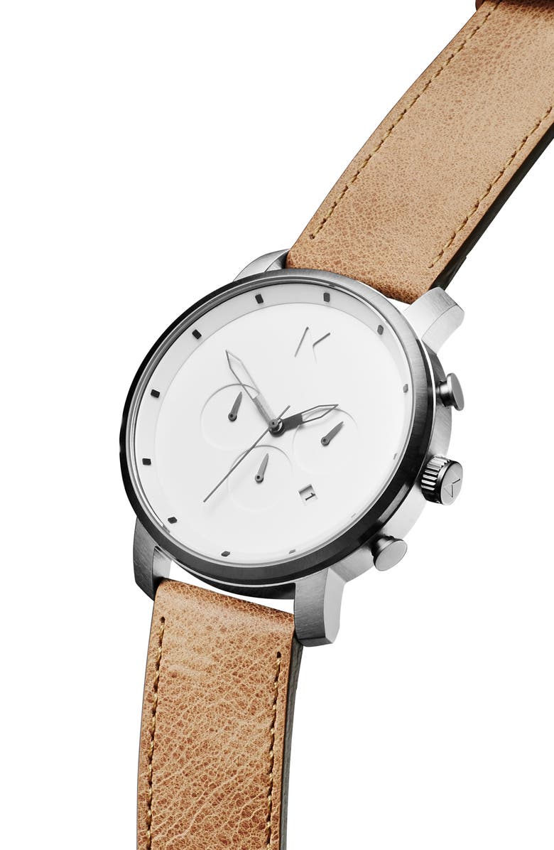MVMT WATCHES MVMT Chronograph Leather Strap Watch, 45mm, Alternate, color, 
