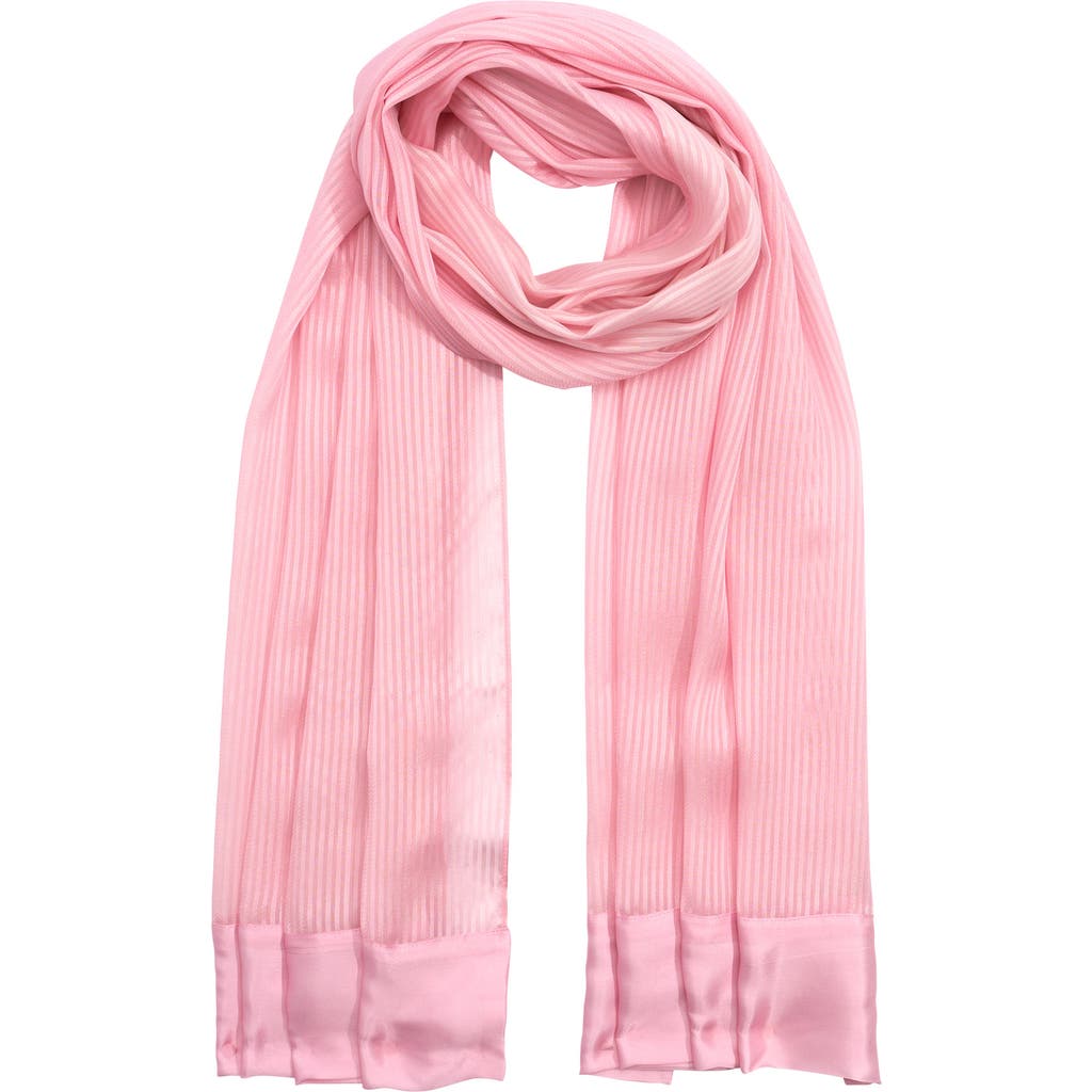 Echo Satin Stripe Metallic Silk Wrap In Seashell