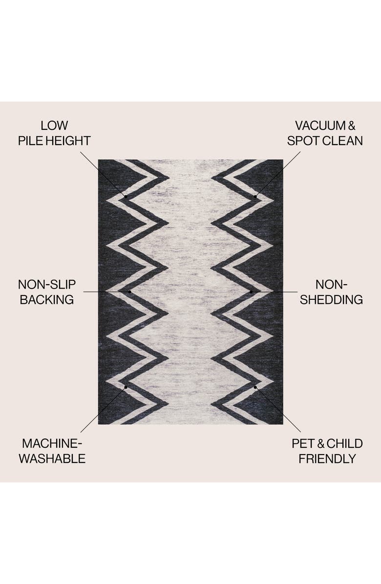 JONATHAN Y Siksak Modern Chevron Border Machine-Washable Area Rug, Alternate, color, Ivory/Navy