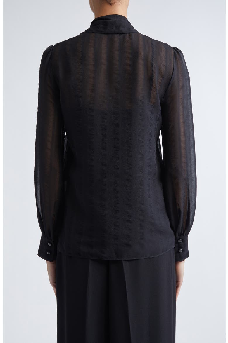 Shadow Stripe Crinkle Georgette Shirt, Alternate, color, BLACK