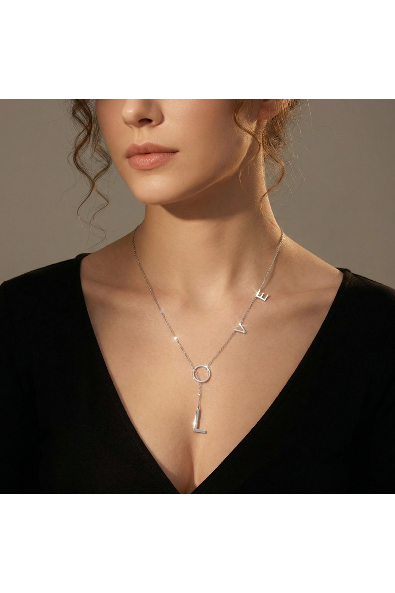 Love Lariat Necklace 18k Gold Plated 21", Alternate, color, 18k White Gold