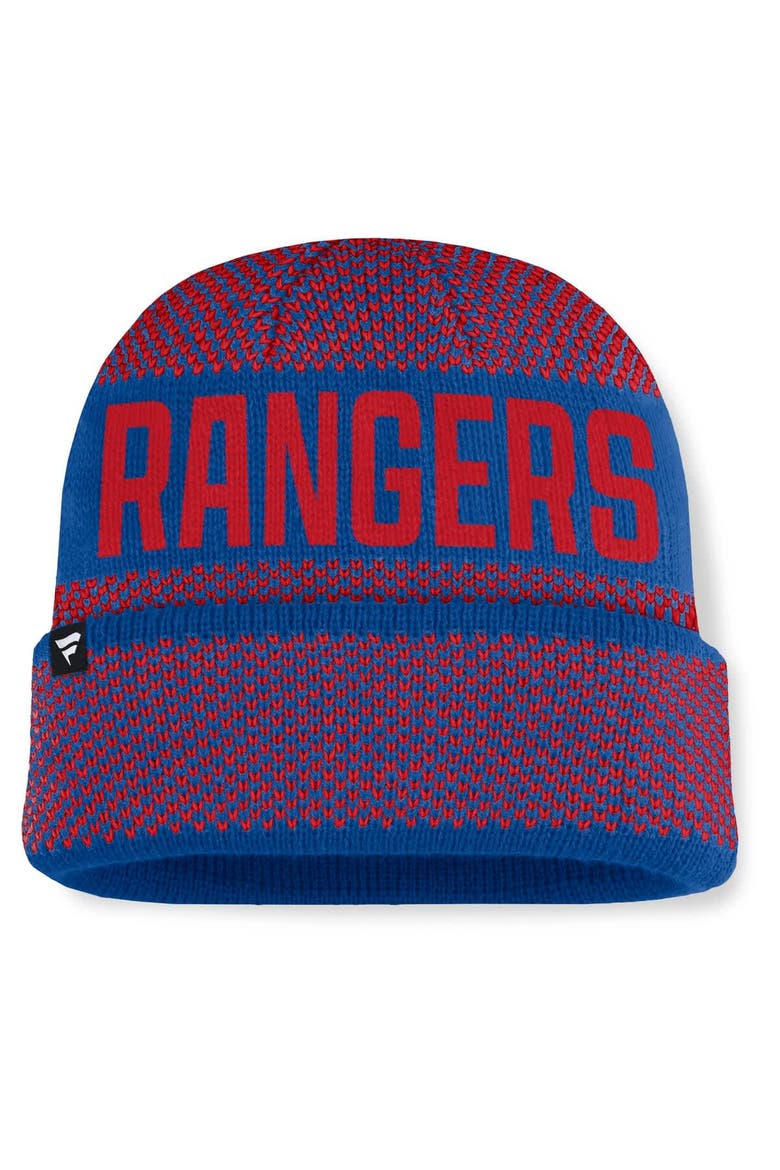Men's Fanatics Blue/Red New York Rangers Fundamentals Shelter Cuffed Knit Hat, Alternate, color, Blue