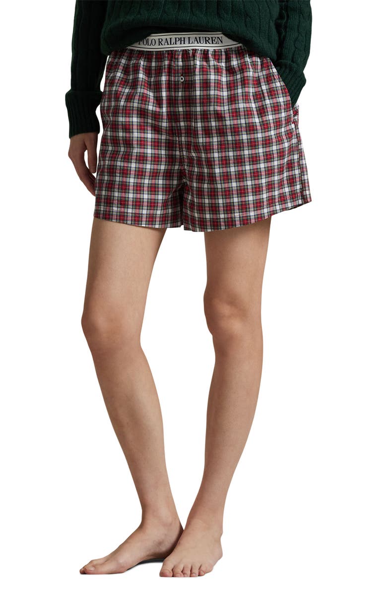 Polo Ralph Lauren Cotton Boxer Pajama Shorts, Main, color, Winter Berry Tn