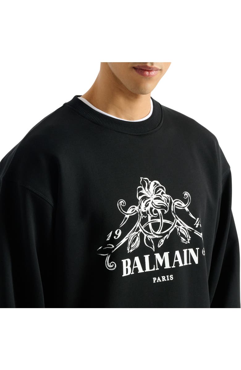 Balmain Printed Balmain Vine sweatshirt, Alternate, color, Black