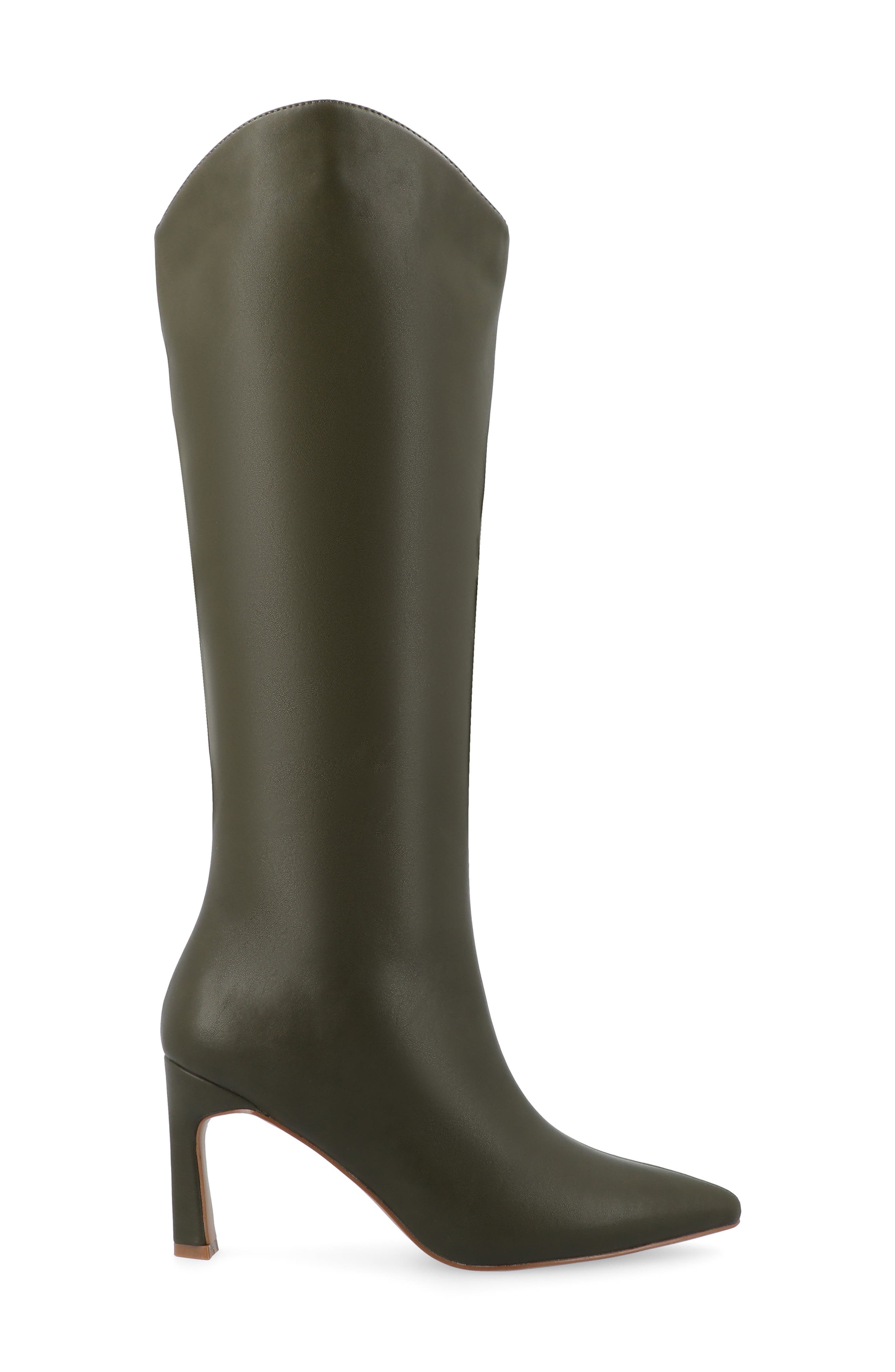 Journee Collection Rehela Pointed Toe Boot, Alternate, color, Olive