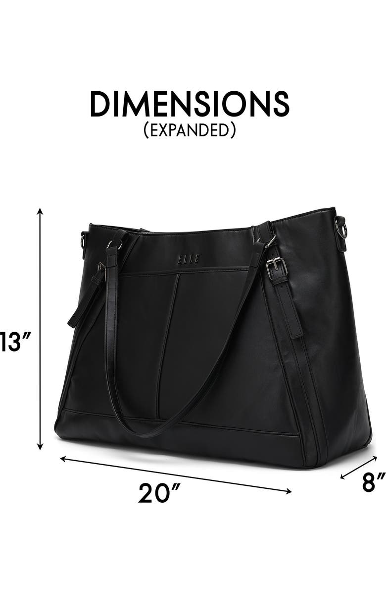 ELLE Leisure Luxe 33L Vegan Leather Weekender Duffel Bag, Alternate, color, Black