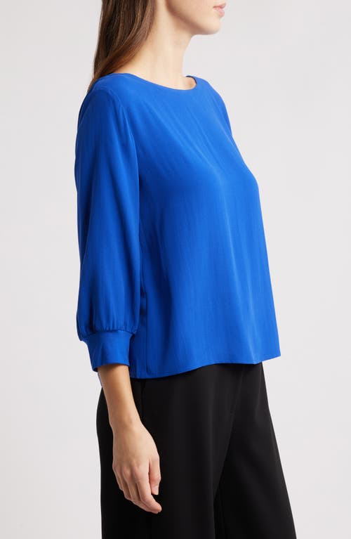 Eileen Fisher Bateau Neck Silk Top In Lapis