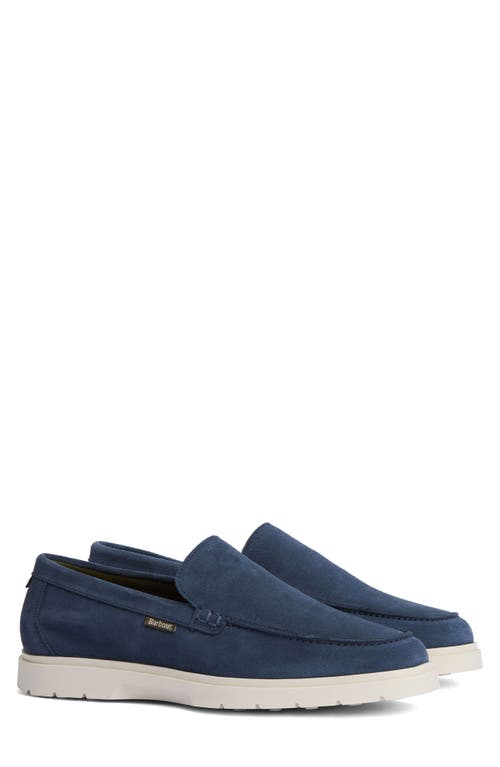 Barbour Carty Moc Toe Loafer In Shark Blue Suede