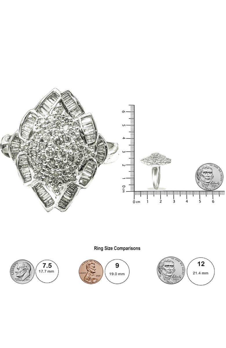 Haus of Brilliance 14K White Gold 7/8 Cttw Diamond Cluster Ring, Alternate, color, White