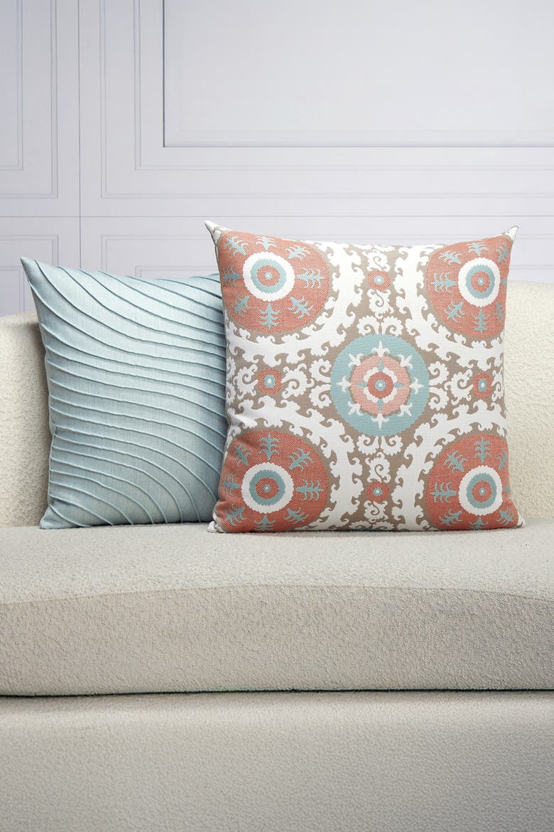 Tidal Glacier Hand pleated Indoor & Outdoor Woven Accent Pillow, Alternate, color, Glacier