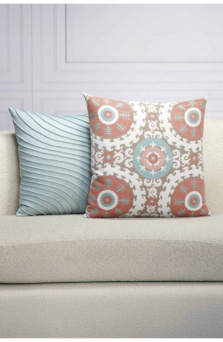 Elaine Smith Tidal Glacier Hand pleated Indoor & Outdoor Woven Accent Pillow, Alternate, color, Glacier