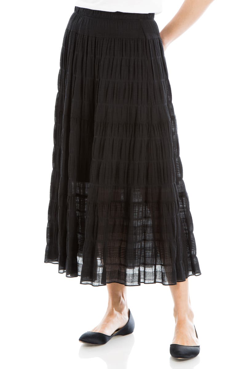 MAX STUDIO Textured Midi Skirt, Alternate, color, Black-Black