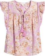 Treasure & Bond Crochet Trim Linen Blend Top