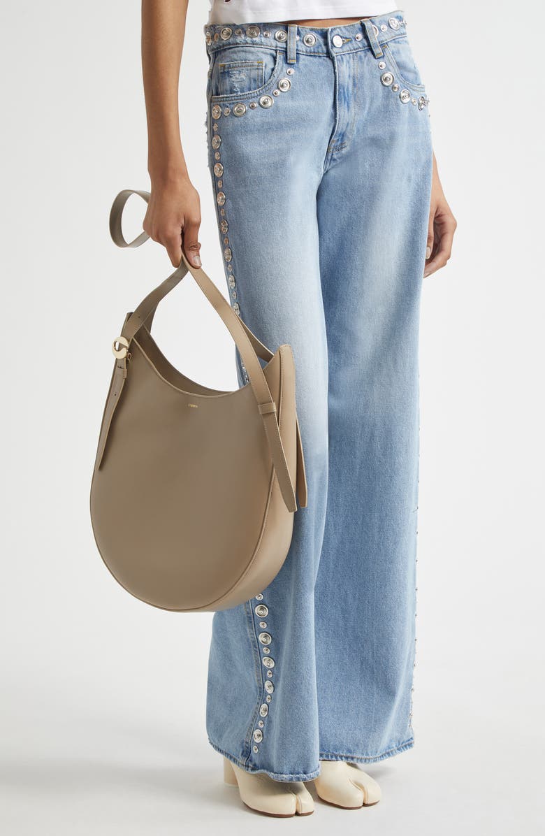 Coperni Belt Strap Leather Hobo Bag, Alternate, color, Beige Taupe