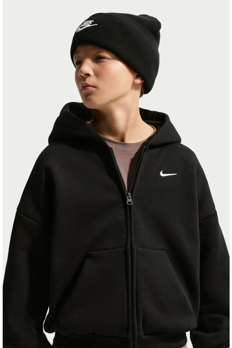 Kids' Solo Swoosh Full Zip Fleece Hoodie, Alternate, color, TOTAL BLACK/ SAIL