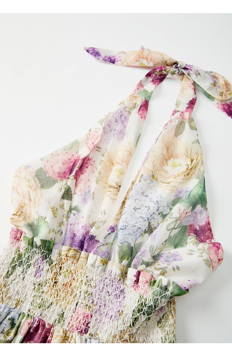 Marlo Kids Seraphina Halter Neck Frill Mini Dress, Alternate, color, Floral