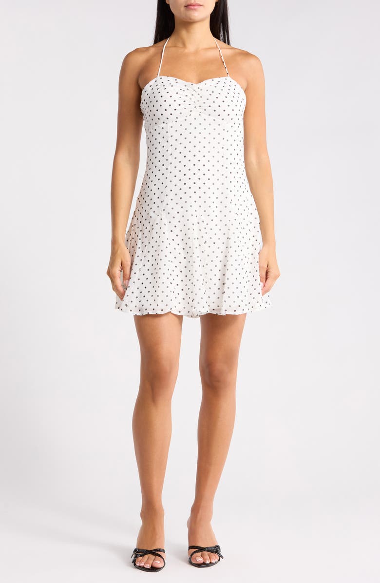 Madden Girl Polka Dot Halter Neck Minidress, Main, color, White/ Black