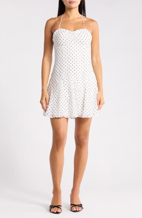 Polka Dot Halter Neck Minidress
