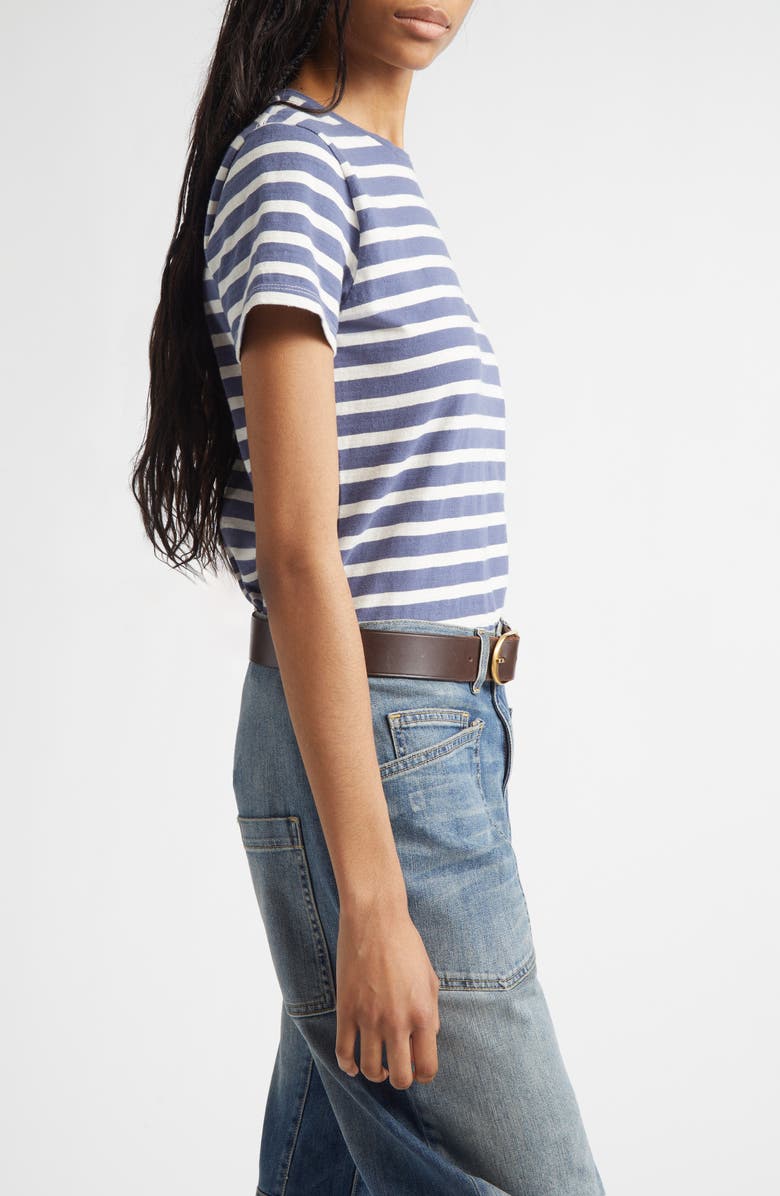 Nili Lotan Lana Crewneck T-Shirt, Alternate, color, French Blue/ Off White Stripe