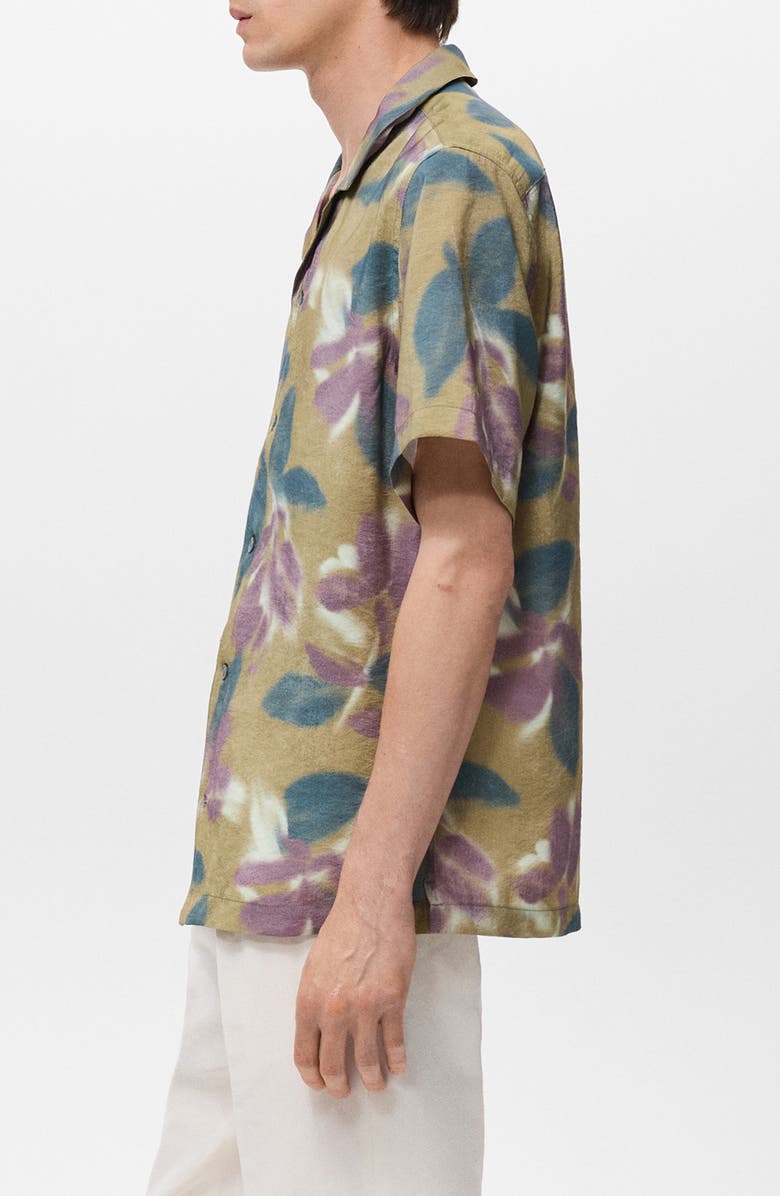 MANGO Abstract Floral Print Camp Shirt, Alternate, color, Light/ Pastel Purple
