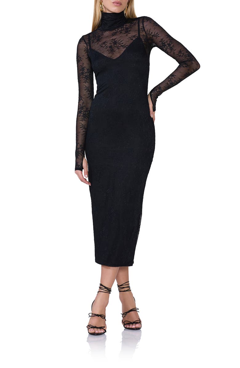 AFRM Shailene Long Sleeve Turtleneck Lace Dress, Main, color,