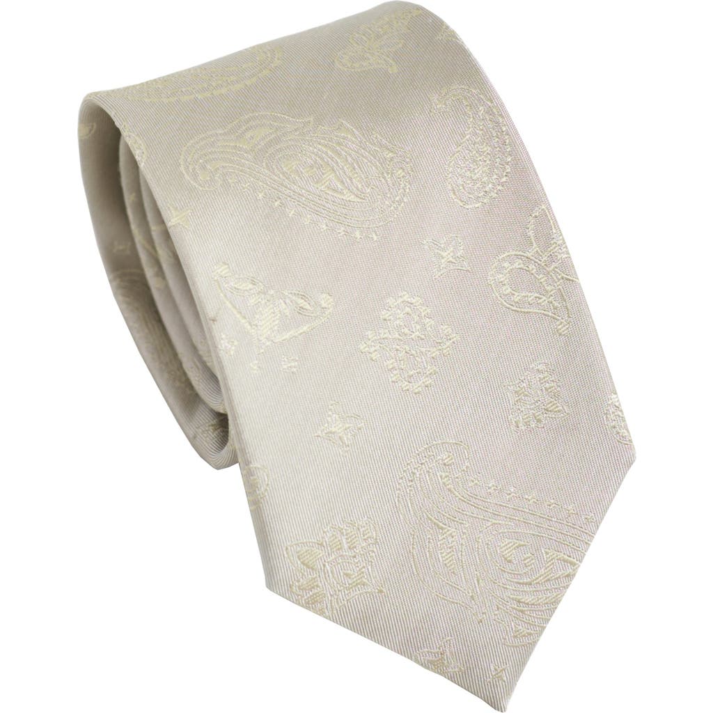 Lost Pattern Nyc "paisley" Silk Jacquard Tie In Neutral