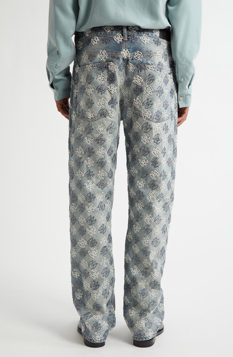 AMIRI Embellished Quad Logo Straight Leg Jeans, Alternate, color, Antique Indigo