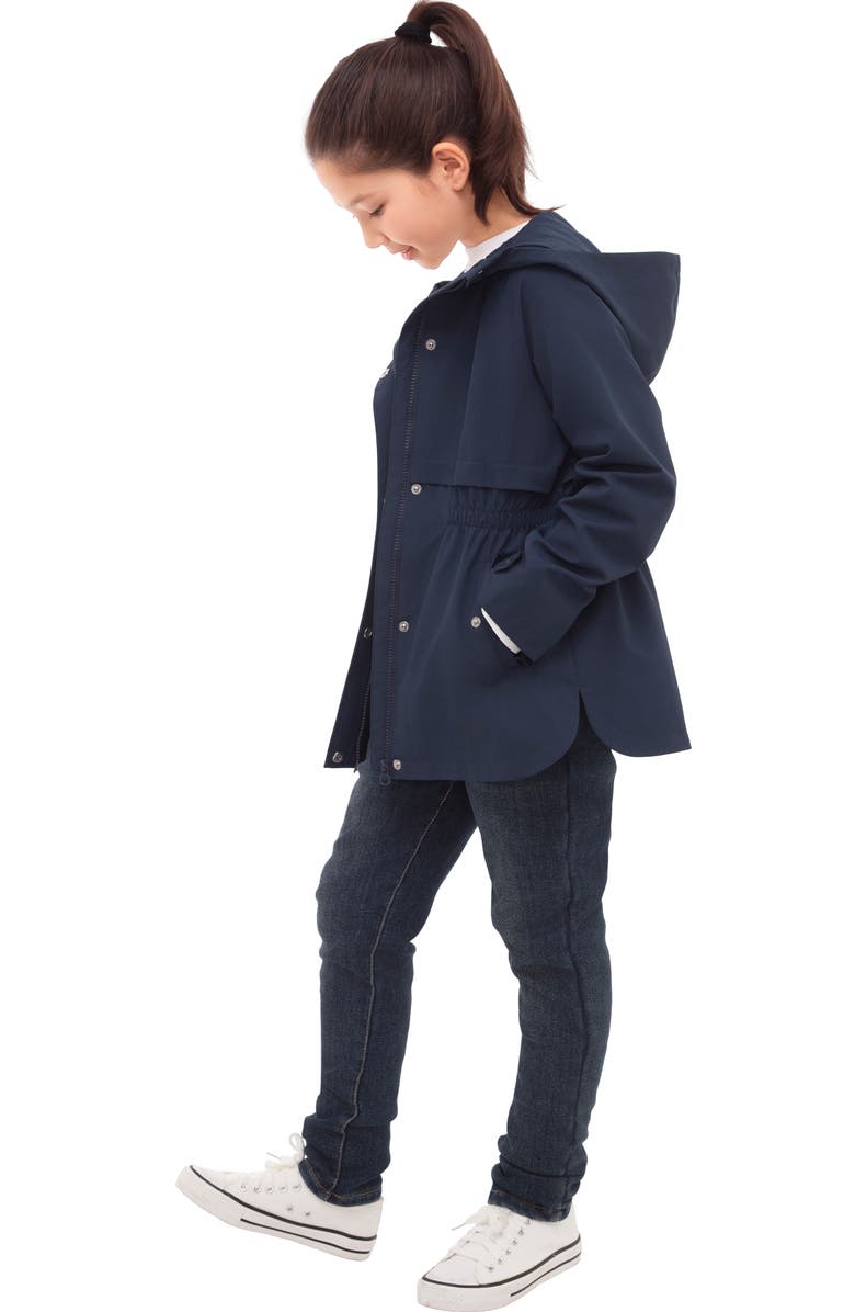Rokka&Rolla Kids' Trench Coat Hip-Length Hooded Jacket, Alternate, color, Navy