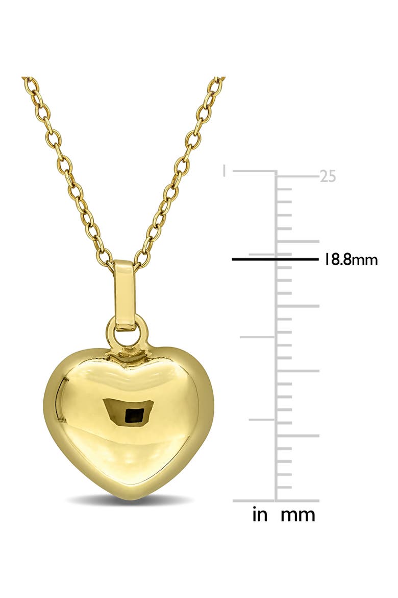 Puffed Heart Pendant Necklace, Alternate, color, GOLD