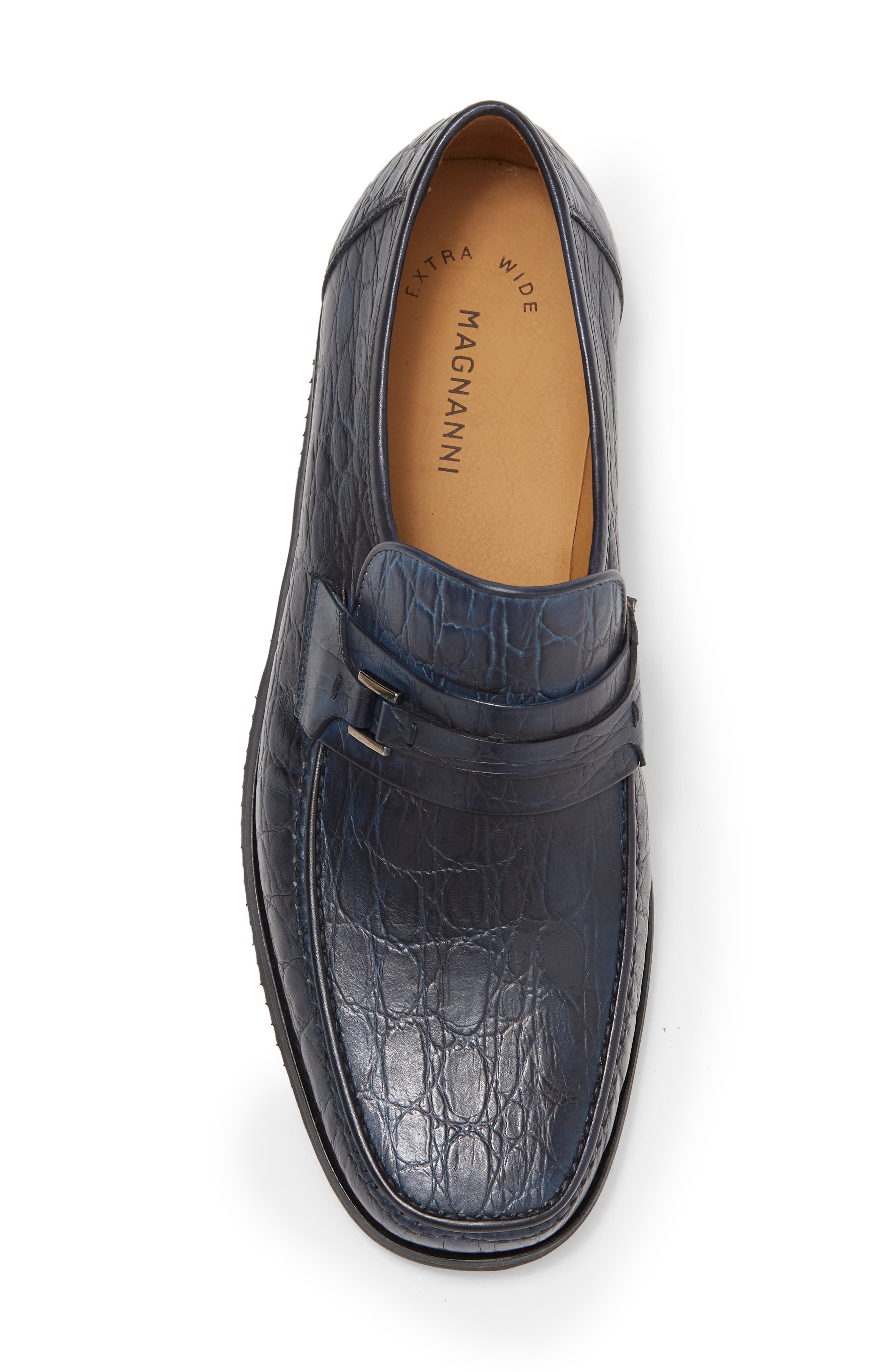 Magnanni Croc Embossed Leather Loafer, Alternate, color, 