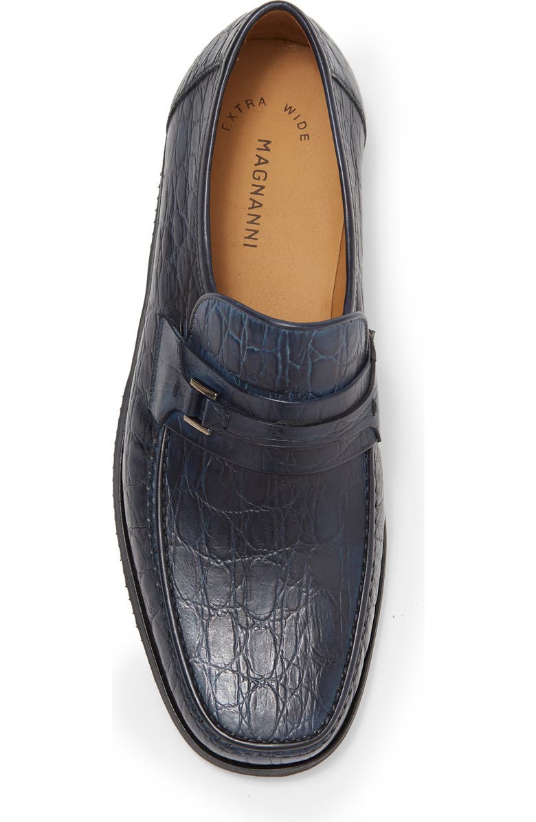 Magnanni Croc Embossed Leather Loafer, Alternate, color,