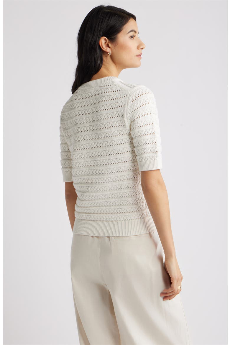 Open Stitch Crewneck Sweater, Alternate, color, IVORY TOFU
